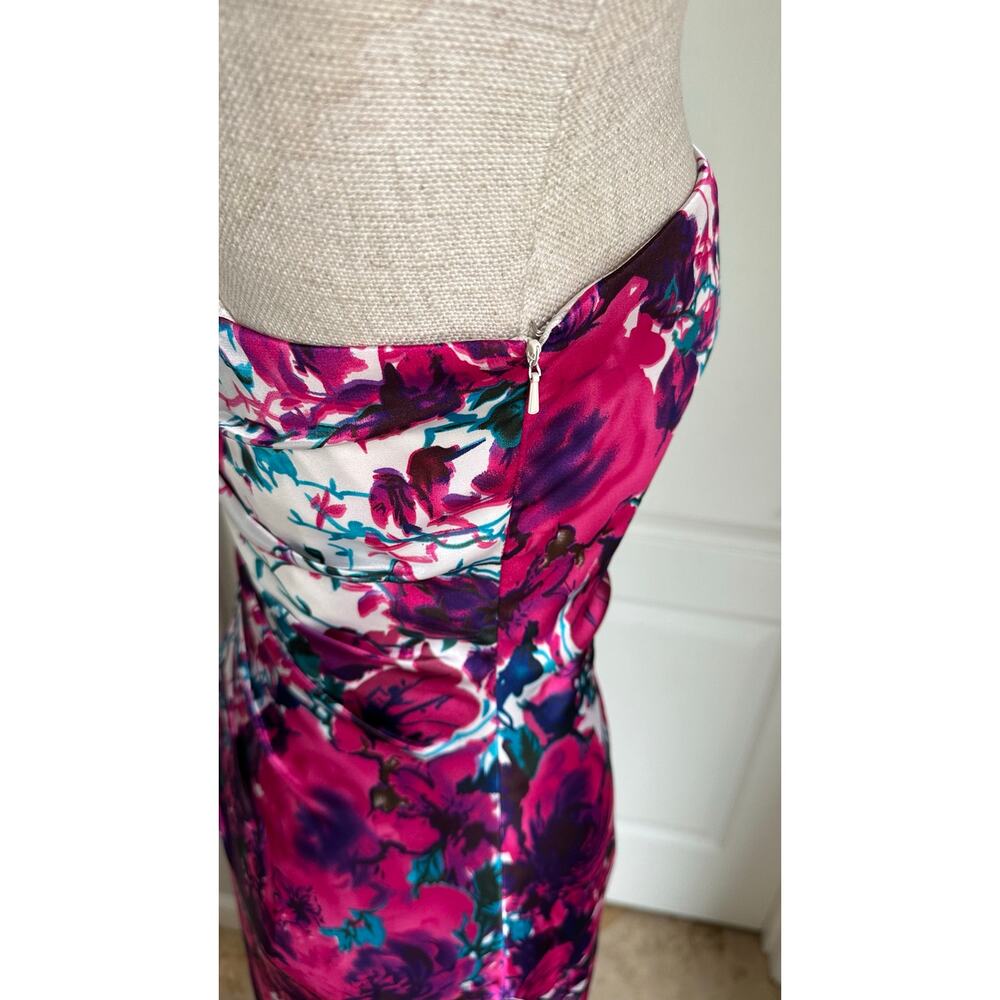 Y2K Caché strapless floral satin mermaid gown Sz 4 - Picture 4 of 8